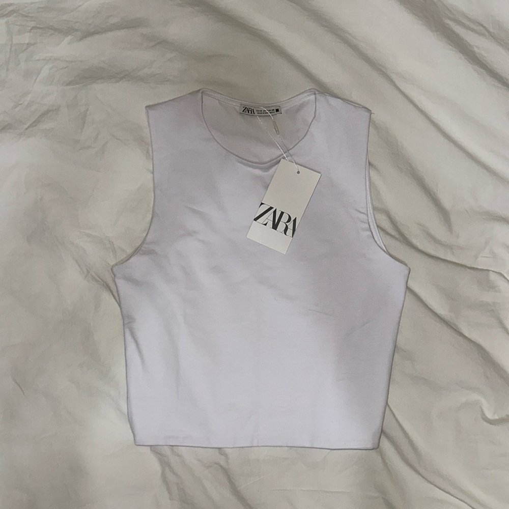White high neck tank top Zara NWT